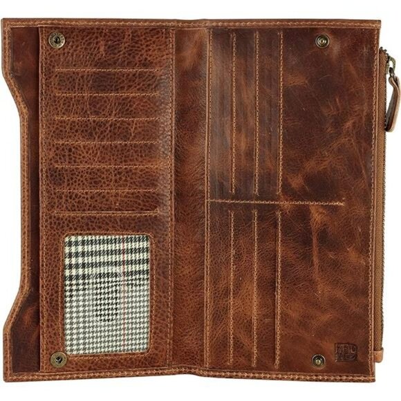 Genuine Leather RFID Blocking Long Wallet – Vintage Bifold for Men by Mou Meraki